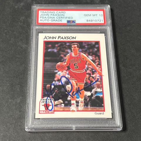 1991-92 NBA Hoops #6 John Paxson Signed Card AUTO Grade 10 PSA Slabbed Bulls