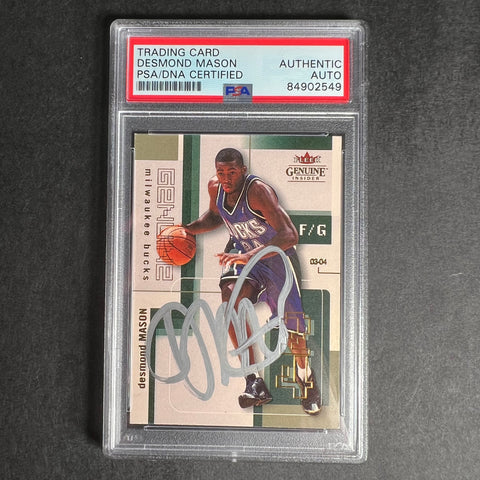2003-04 Fleer Insider #24 Desmond Mason Signed Card Auto PSA/DNA Slabbed Bucks