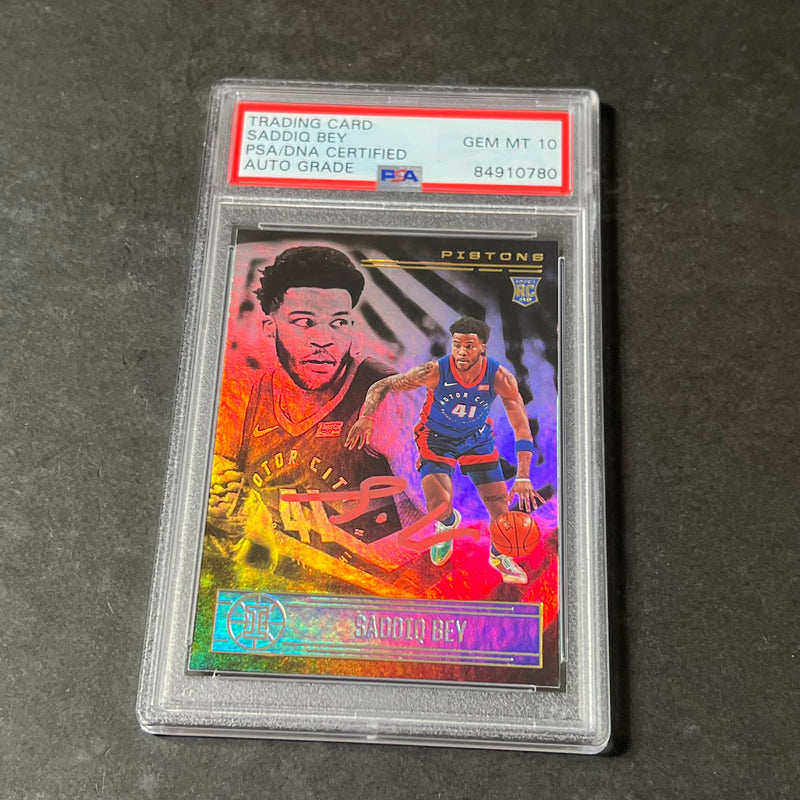 2020-21 Panini Illusions #159 Saddiq Bey Signed Card AUTO 10 PSA Slabbed RC Pistons