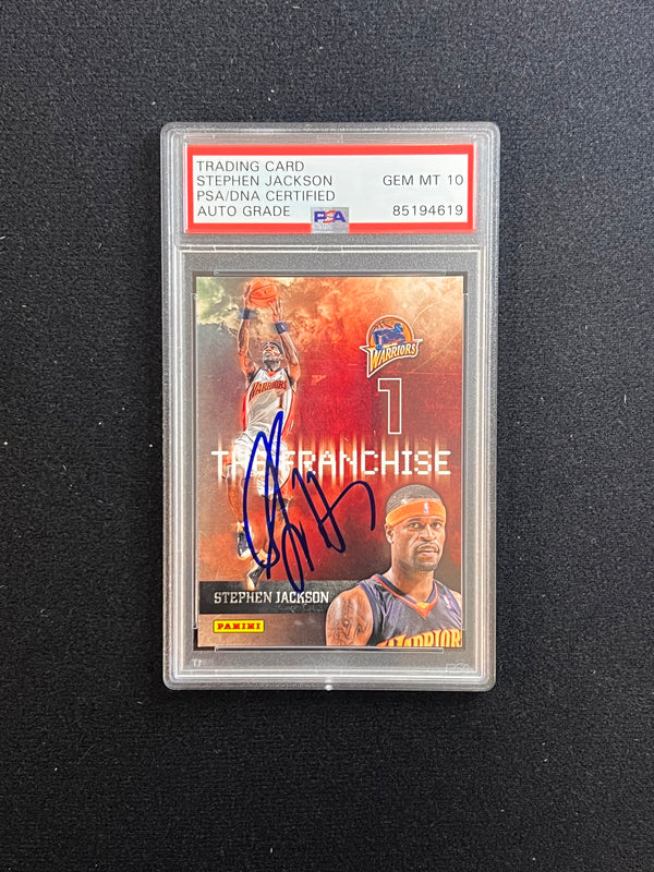 2009 Panini Franchise #17 Stephen Jackson Signed Card AUTO 10 PSA Slabbed Warriors