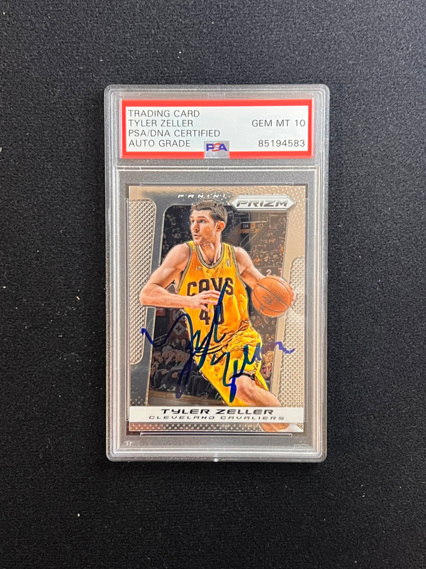 2013-14 Panini Prizm #74 Tyler Zeller Signed Card AUTO 10 PSA/DNA Slabbed Cavaliers