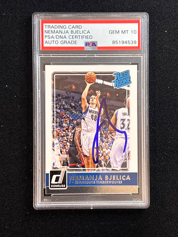 2015-16 Panini Donruss Rated Rookie #88 Nemanja Bjelica Signed Card AUTO 10 PSA/DNA Slabbed RC Timberwolves