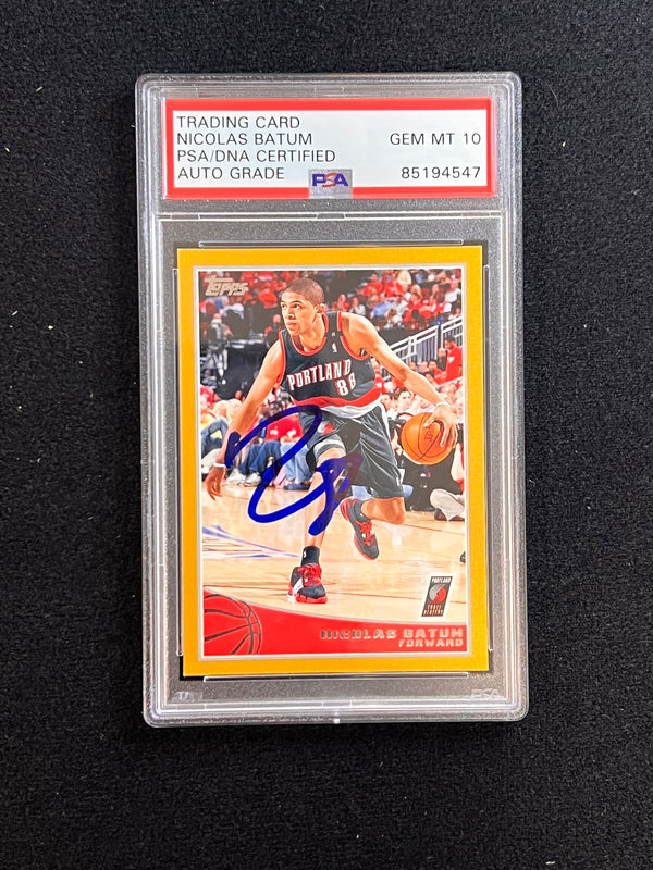 2009-10 Topps Nicolas Batum Signed Card AUTO 10 PSA Slabbed Blazers