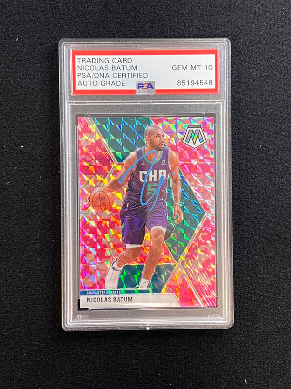 2019-20 Panini Mosaic #102 Nicolas Batum Signed Card AUTO 10 PSA Slabbed Hornets