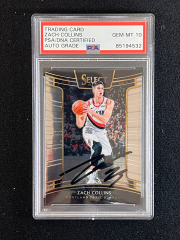 2018-19 Panini Select #92 ZACH COLLINS Signed Card AUT0 10 PSA Slabbed Blazers