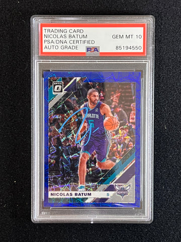 2015-16 Panini Donruss Optic Prizm #24 Nicolas Batum Signed Card AUTO 10 PSA Slabbed Hornets