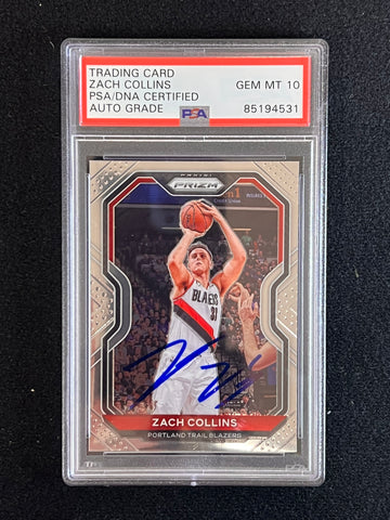 2020-21 Panini Prizm #6 ZACH COLLINS Signed Card AUTO 10 PSA/DNA Slabbed Blazers