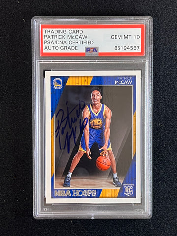 2016-17 NBA Hoops #293 Patrick McCaw Signed Card AUTO 10 PSA Slabbed RC Warriors