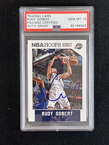 2015-16 Panini Hoops #138 Rudy Gobert Signed AUTO 10 PSA/DNA Slabbed Jazz