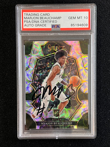 2022-23 Panini Prizm Premier Level Select #179 Marjon Beauchamp Signed Card AUTO 10 PSA/DNA Slabbed RC Bucks