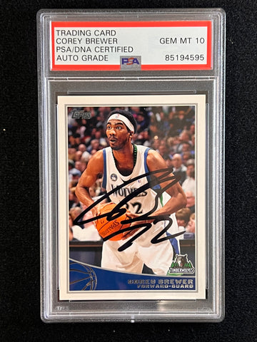 2009-10 Topps #171 Corey Brewer Signed Card AUTO PSA/DNA Slabbed Timberwolves