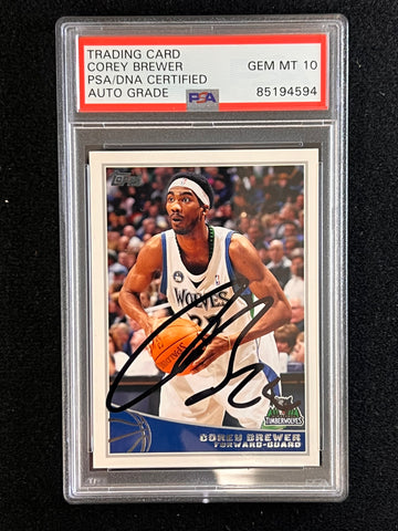 2009-10 Topps #171 Corey Brewer Signed Card AUTO PSA/DNA Slabbed Timberwolves