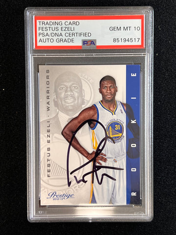 2012-13 PANINI PRESTIGE #229 FESTUS EZELI Signed Card AUTO 10 PSA Slabbed RC Warriors