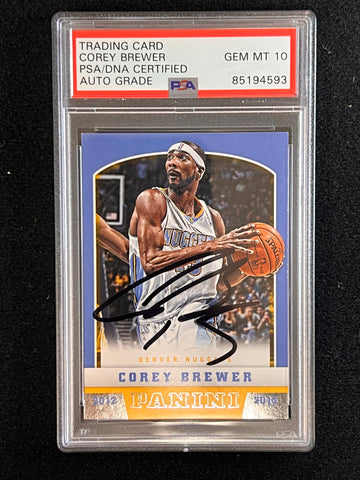 2012-13 Panini #35 Corey Brewer Signed Card AUTO 10 PSA/DNA Slabbed Nuggets