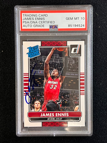 2014-15 Panini Donruss Rookie #222 JAMES ENNIS Signed Card AUTO 10 PSA/DNA Slabbed RC Heat