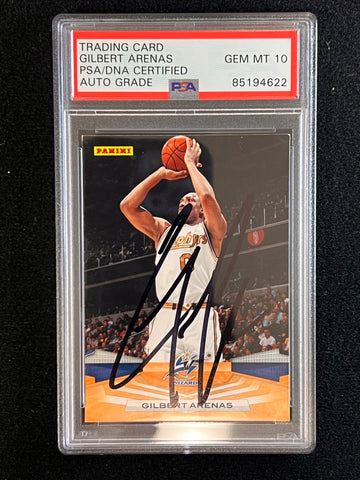 2009-10 Panini #148 Gilbert Arenas Signed Card AUTO PSA Slabbed Wizards