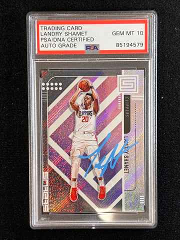 2019-20 Panini Status #17 Landry Shamet Signed Card AUTO 10 PSA/DNA Slabbed 76ers