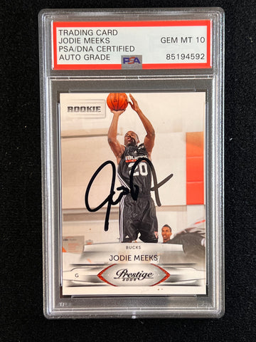 2008-09 Panini Prestige Rookie #189 Jodie Meeks Signed Card AUTO 10 PSA Slabbed RC Bucks