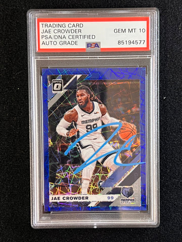 2019-20 Panini Prizm #150 Jae Crowder Signed Card AUTO 10 PSA Slabbed Grizzlies