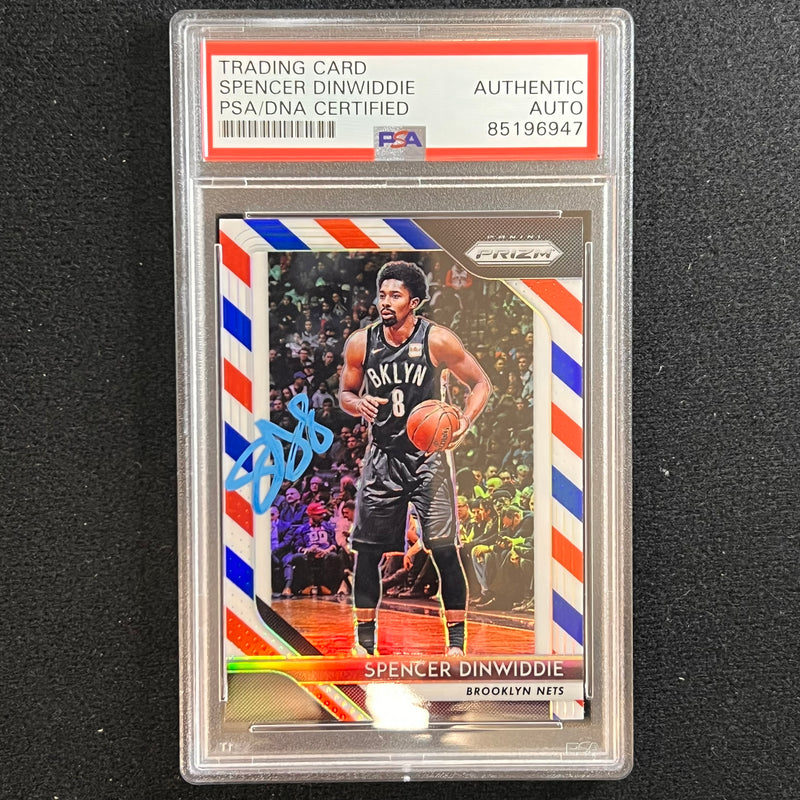 2018-19 Panini Prizm #208 Spencer Dinwiddie Signed Card AUTO PSA Slabbed Nets