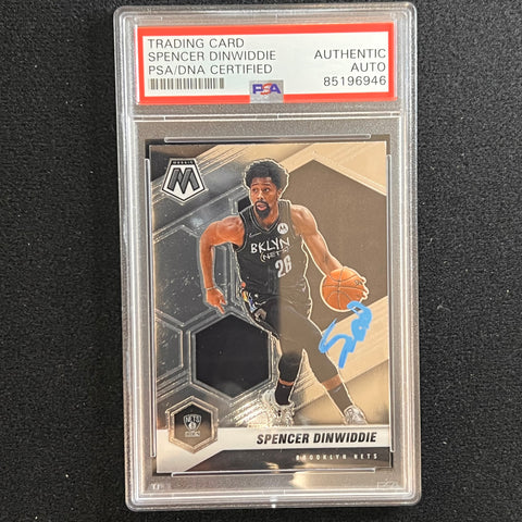 2020-21 Panini Mosiac #6 Spencer Dinwiddie Signed Card AUTO PSA Slabbed Nets