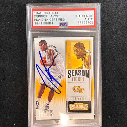 2015-16 Contenders Draft Picks #27 Derrick Favors Signed Card AUTO PSA Slabbed Georgia Tech