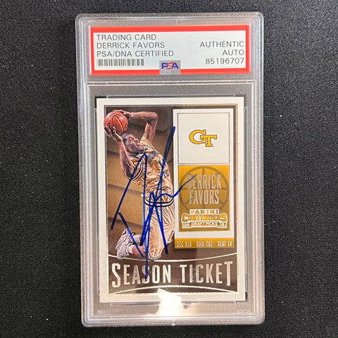 2015-16 Contenders Draft Picks #27 Derrick Favors Signed Card AUTO PSA Slabbed Georgia Tech