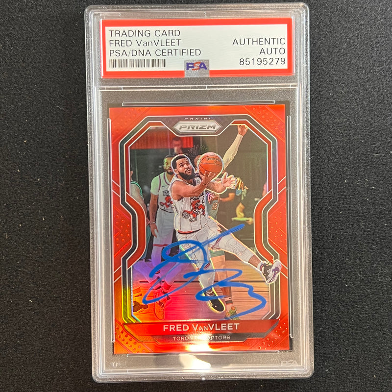 2020-21 PANINI PRIZM RED #215 Fred VanVleet Signed Card AUTO PSA Slabbed Raptors