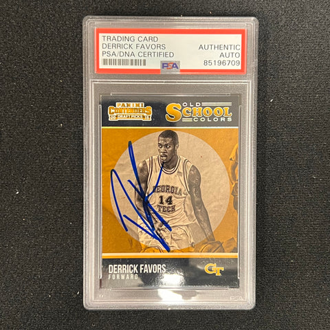 2015-16 Contenders Draft Picks #45 Derrick Favors Signed Card AUTO PSA Slabbed Georgia Tech