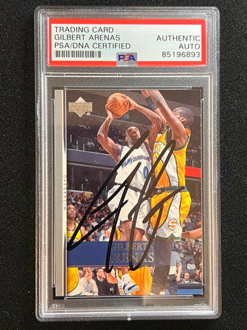 2007-08 Upper Deck First Edition #200 Gilbert Arenas Signed Card AUTO PSA Slabbed Wizards