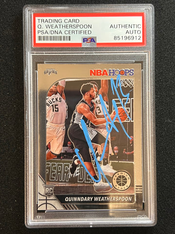 2019-20 Panini Hoops #236 Quinndary Weatherspoon Signed Card AUTO PSA/DNA Slabbed RC Spurs