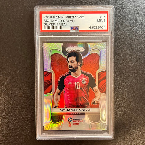 2018 Panini Prizm World Cup Silver Prizm #54 Mohamed Salah PSA MINT 9