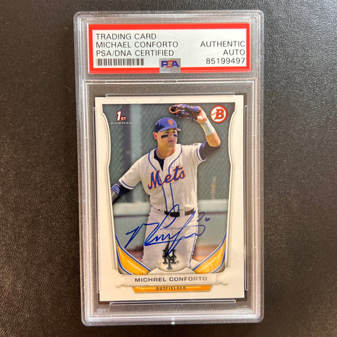 2014 Topps Bowman First #DP7 Michael Conforto Signed Card PSA Slabbed AUTO Mets