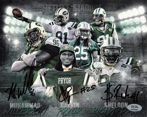 Sheldon Richardson, Alvin Pryor, and Muhammad Wilkerson signed 8x10 photo PSA/DNA New York Jets Autographed