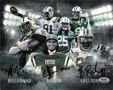 Sheldon Richardson, Alvin Pryor, and Muhammad Wilkerson signed 8x10 photo PSA/DNA New York Jets Autographed