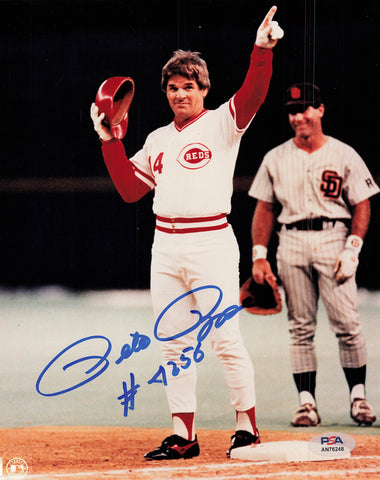 Pete Rose signed 8x10 photo "4250" PSA/DNA Cincinnati Reds Autographed