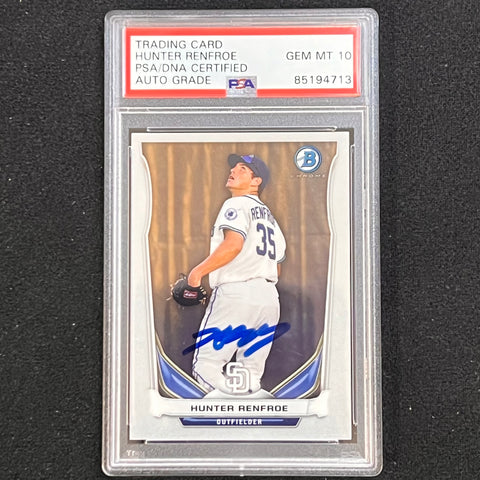 2014 Topps #BCP52 Hunter Renfroe Signed Card PSA Slabbed AUTO 10 Padres