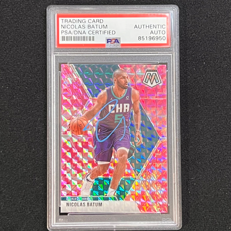 2019-20 Panini Mosaic #102 Nicolas Batum Signed Card AUTO PSA Slabbed Hornets