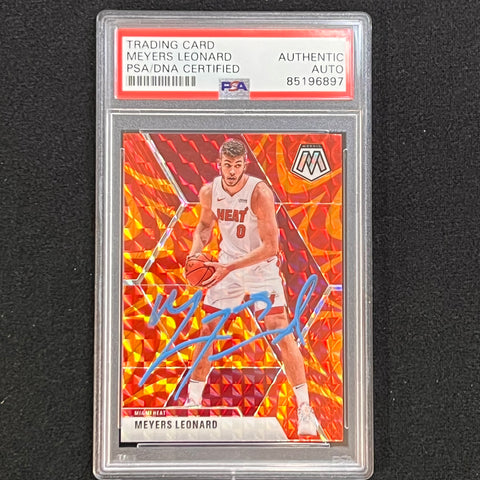 2019-20 Panini Mosiac #190 Meyers Leonard Signed Card AUTO PSA Slabbed Heat