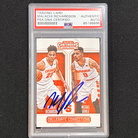 2016-17 Contenders Collegiate Connections #20 Malachi Richardson Signed Card AUTO PSA Slabbed Syracuse