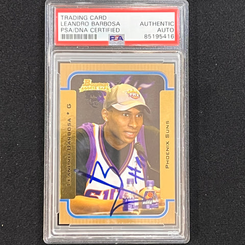 2003-04 Topps Bowman RC #135 Leandro Barbosa Signed Card AUTO PSA Slabbed Suns