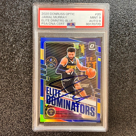 2020 Panini Donruss Optic Elite Dominators-Blue #20 Jamal Murray Signed Mint 9 AUTO 9 PSA Slabbed Nuggets