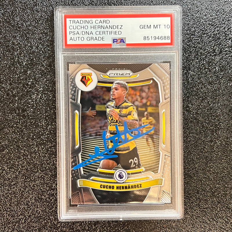 2021-22 Panini Prizm Premier League #268 Cucho Hernandez Signed Card AUTO 10 PSA/DNA Slabbed Watford