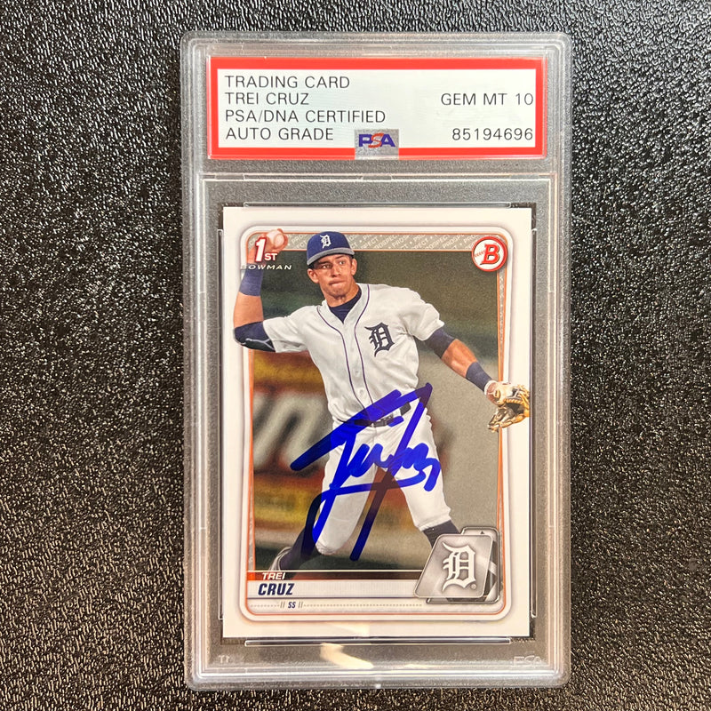 2020 Topps #BD-11 Trei Cruz signed card AUTO 10 PSA/DNA Slabbed Tigers Autographed