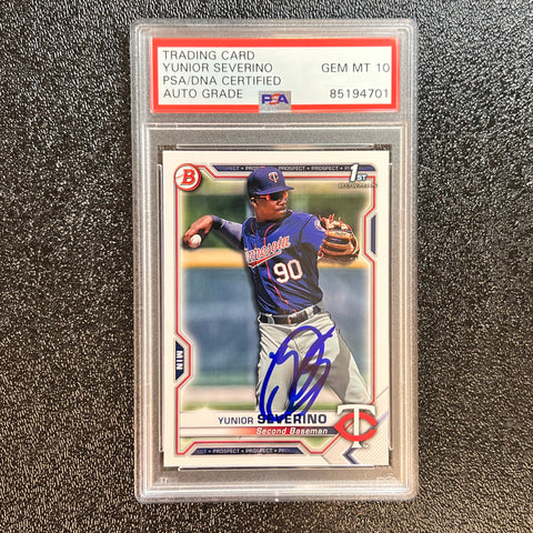 2019 Bowman #BP-140 Yunior Severino Signed Card PSA Slabbed AUTO 10 Twins