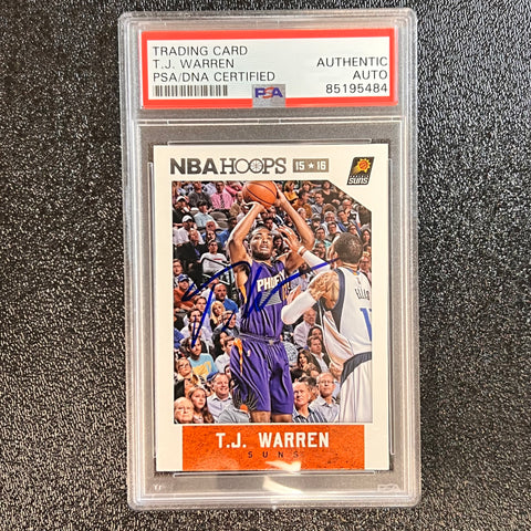 2015-16 NBA HOOPS #80 TJ WARREN Signed Card AUTO PSA Slabbed Suns