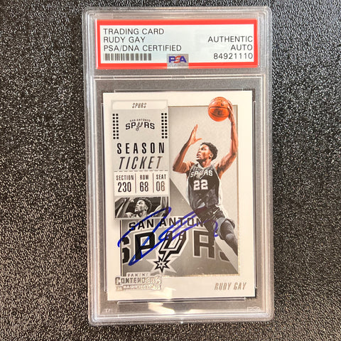 2018-19 Panini Contenders #77 Rudy Gay Signed Card AUTO PSA Slabbed Spurs