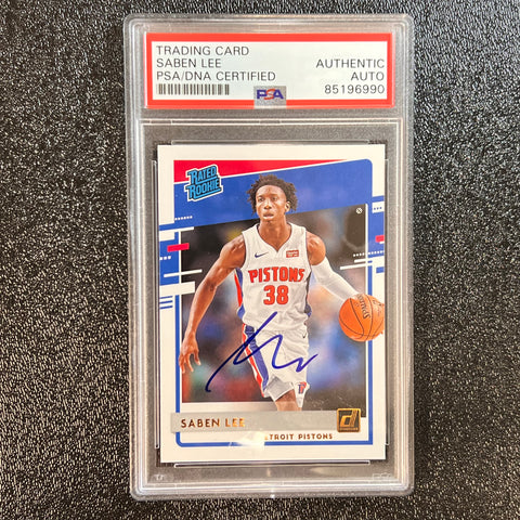 2020-21 Donruss Rated Rookie #221 Saben Lee Signed Card AUTO PSA Slabbed Pistons