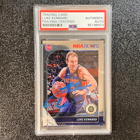 2019-20 NBA Hoops #55 Luke Kennard Signed Card AUTO PSA Slabbed Pistons