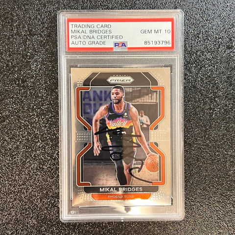 2021-22 Panini Prizm #27 Mikal Bridges Signed Card AUTO 10 PSA Slabbed Suns